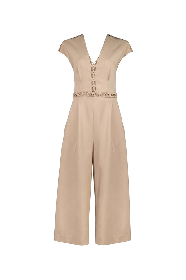 Amalia Lace-Up Wide-Leg Jumpsuit 560481 LAT - Reina Diaz