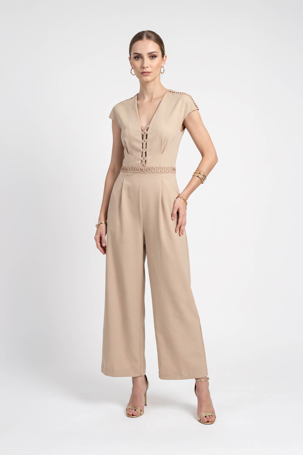 Amalia Lace-Up Wide-Leg Jumpsuit 560481 LAT - Reina Diaz