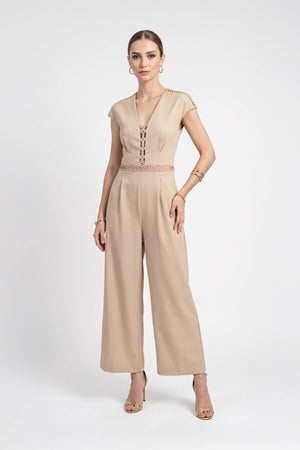 Amalia Lace-Up Wide-Leg Jumpsuit 560481 LAT - Reina Diaz