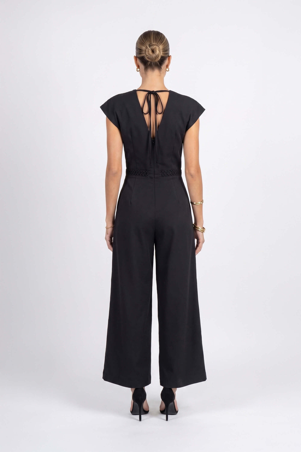 Amalia Lace-Up Wide-Leg Jumpsuit 560481 NEG - Reina Diaz