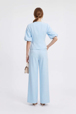 Amalia Puff-Sleeve Jewel-Button Cream Saco 501561 CIE - Reina Diaz
