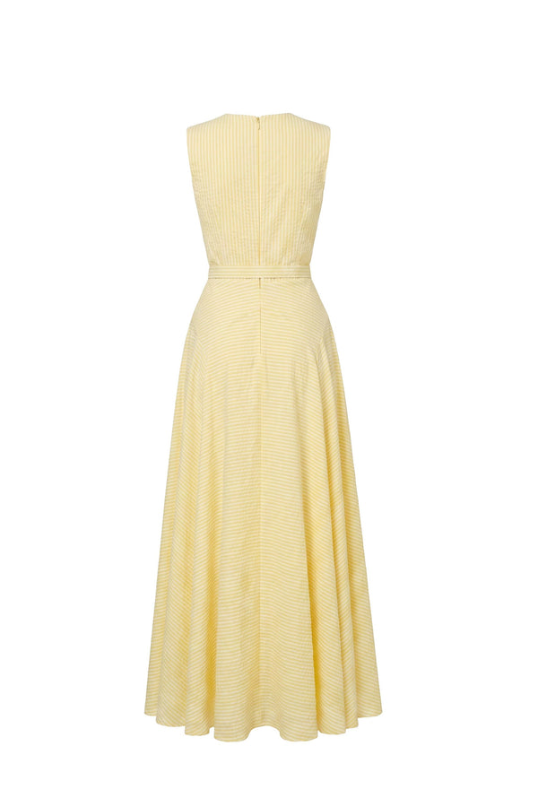 Amalia Striped V-Neck Maxi Vestido 723157 AMA - Reina Diaz