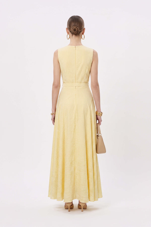 Amalia Striped V-Neck Maxi Vestido 723157 AMA - Reina Diaz