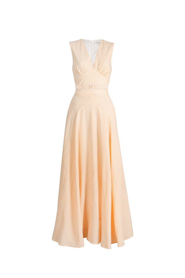 Amalia Striped V-Neck Maxi Vestido 723157 NAR - Reina Diaz
