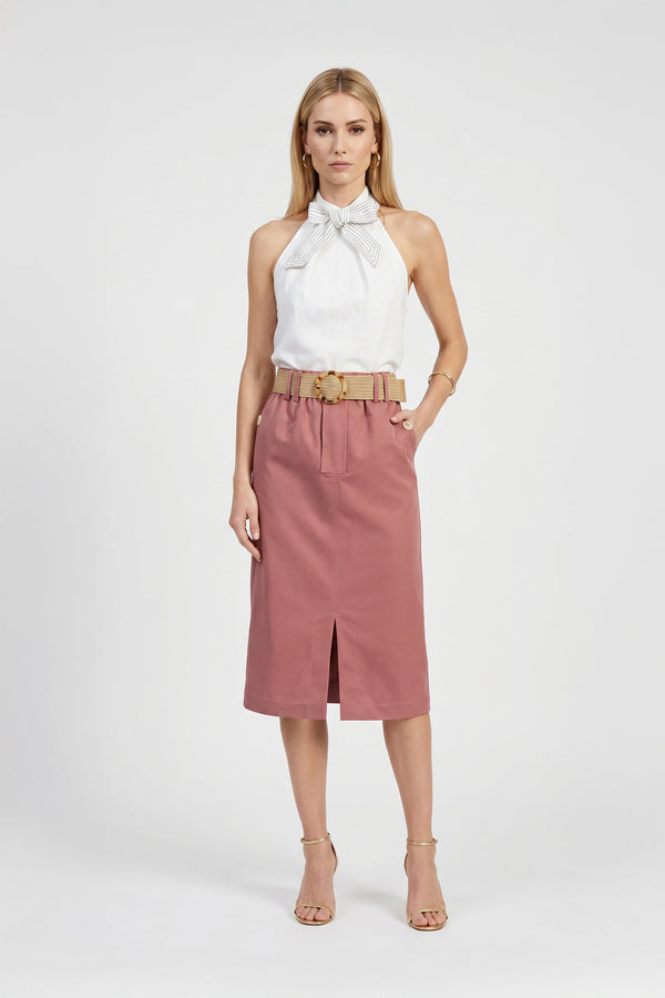 Amber Belted Pencil Falda - Reina Diaz