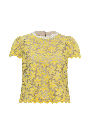 Amélie Floral Lace Pearl - Neck Blouse - Reina Diaz