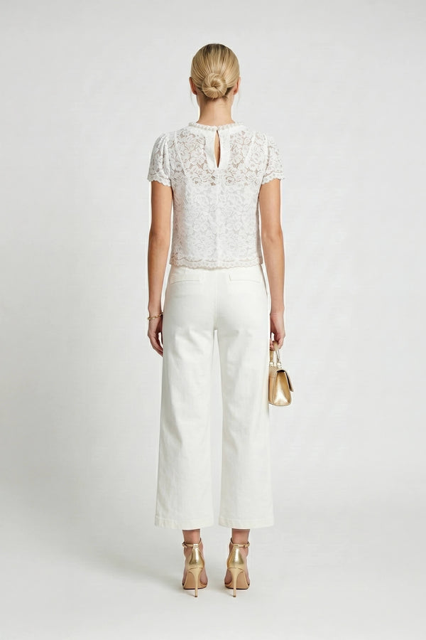 Amélie Floral Lace Pearl - Neck Blouse - Reina Diaz