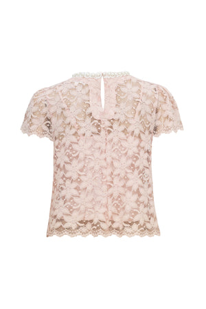 Amélie Floral Lace Pearl - Neck Blouse - Reina Diaz