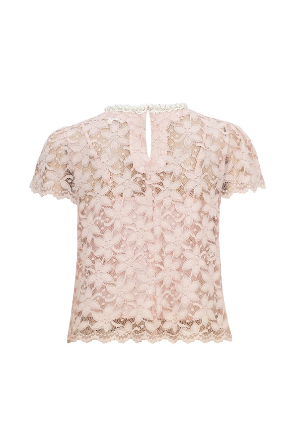 Amélie Floral Lace Pearl - Neck Blouse - Reina Diaz