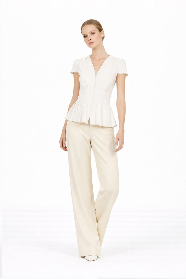 Ami V - Neck Peplum Top - Reina Diaz