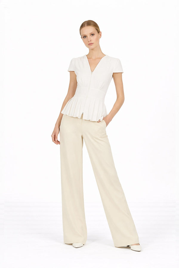 Ami V - Neck Peplum Top - Reina Diaz