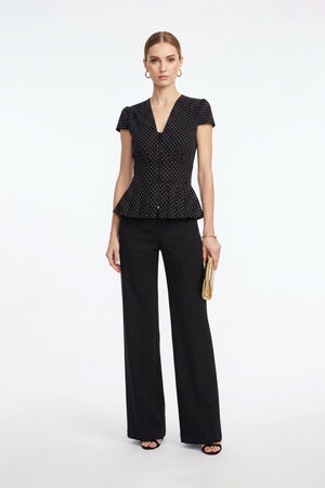 Ami V - Neck Peplum Top - Reina Diaz