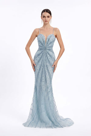 Amira Beaded Mermaid Maxi Vestido 421464 CIE - Reina Diaz