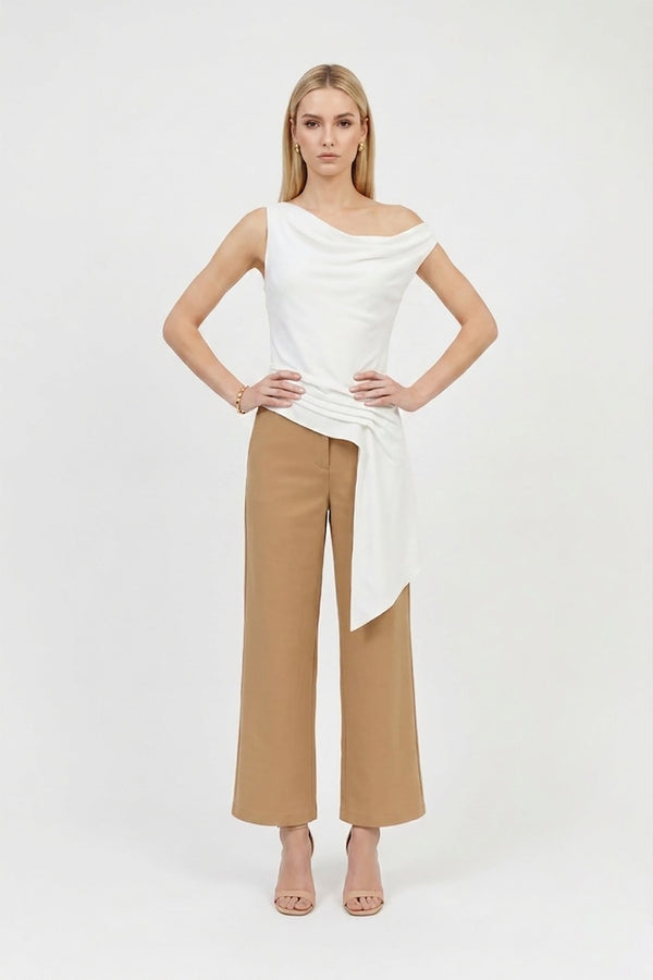 Amira Cowl - Neck Asymmetric Draped Top - Reina Diaz