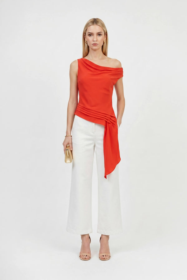 Amira Cowl - Neck Asymmetric Draped Top - Reina Diaz