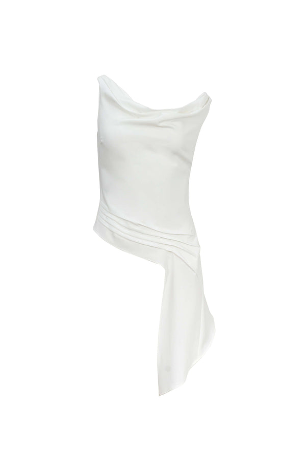 Amira Cowl - Neck Asymmetric Draped Top - Reina Diaz
