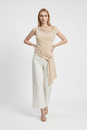 Amira Cowl - Neck Asymmetric Draped Top - Reina Diaz