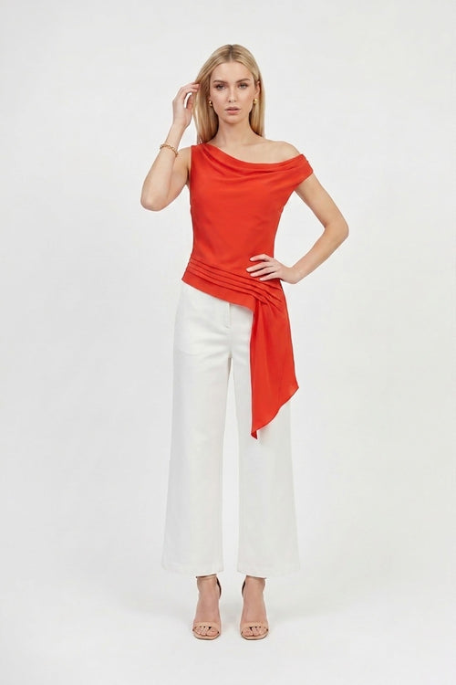 Amira Cowl - Neck Asymmetric Draped Top - Reina Diaz