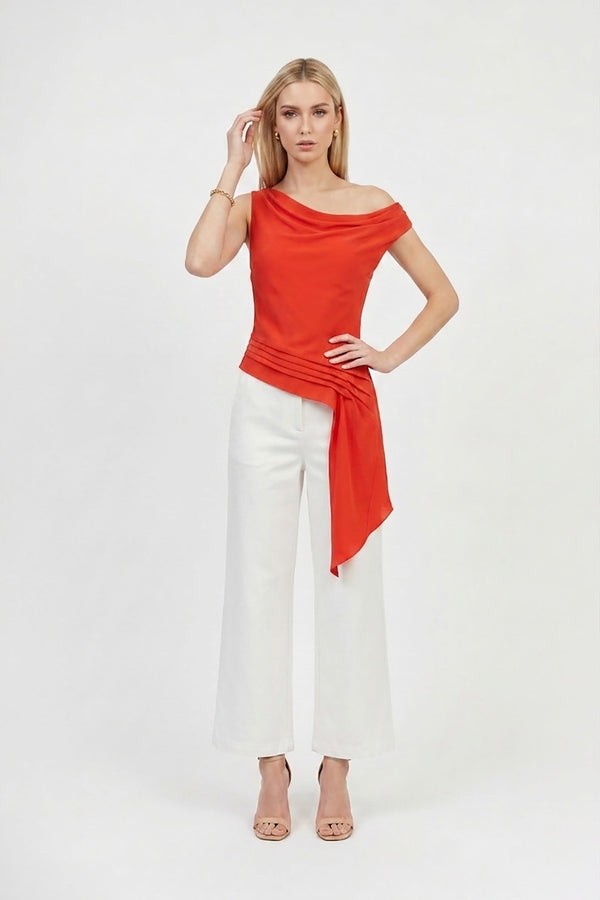 Amira Cowl - Neck Asymmetric Draped Top - Reina Diaz