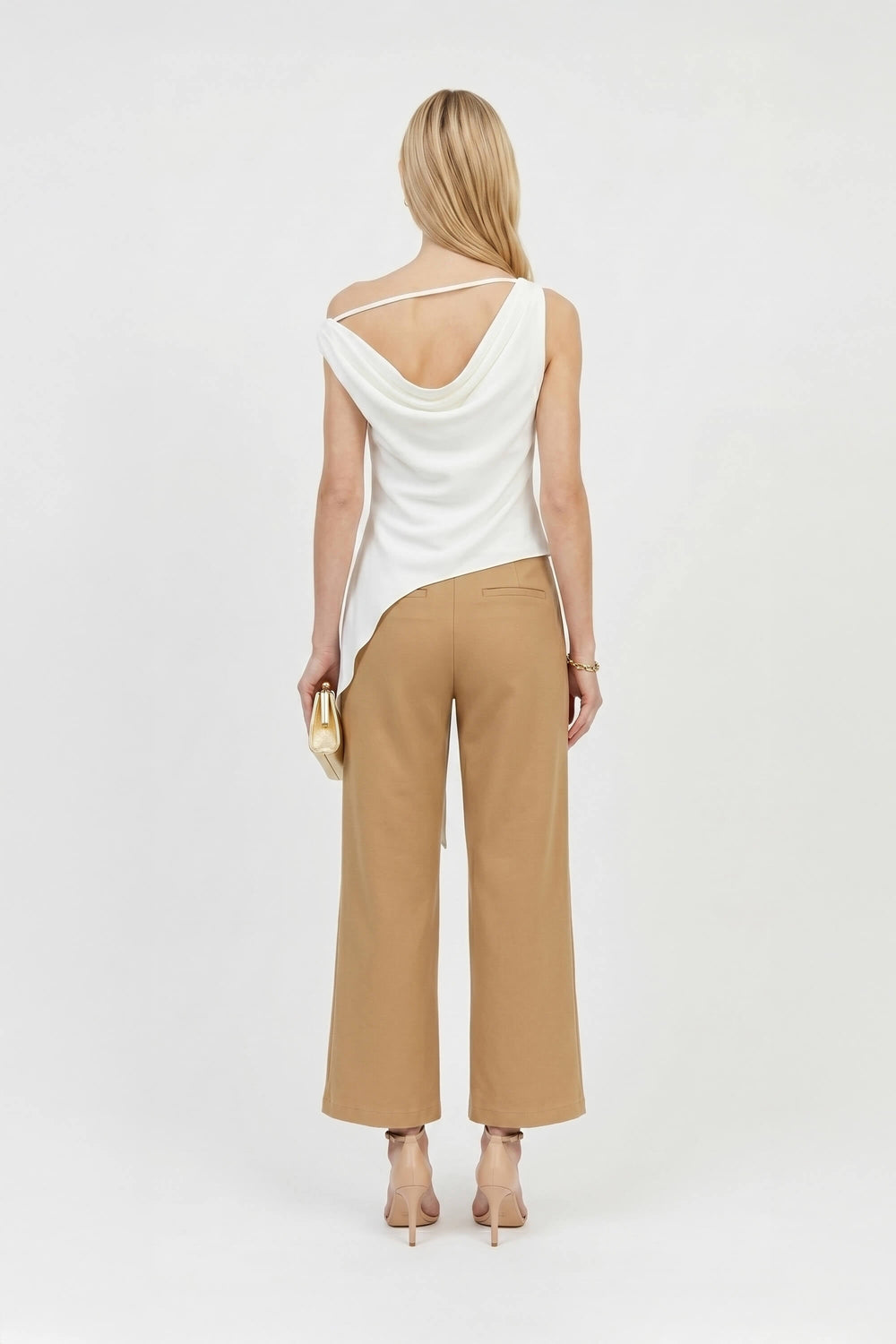 Amira Cowl - Neck Asymmetric Draped Top - Reina Diaz
