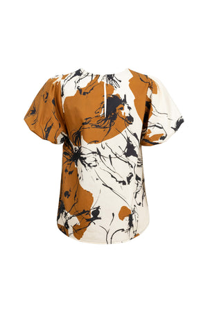 Amira Keyhole-Neck Flutter-Sleeve Blusa 752913 - Reina Diaz