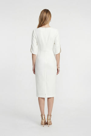 Amira Pearl-Detail Slit-Sleeve Vestido - Reina Diaz