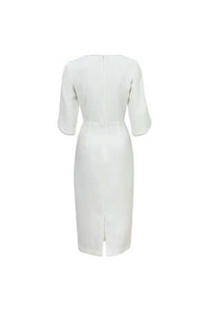 Amira Pearl-Detail Slit-Sleeve Vestido - Reina Diaz