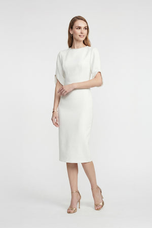 Amira Pearl-Detail Slit-Sleeve Vestido - Reina Diaz