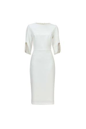 Amira Pearl-Detail Slit-Sleeve Vestido - Reina Diaz