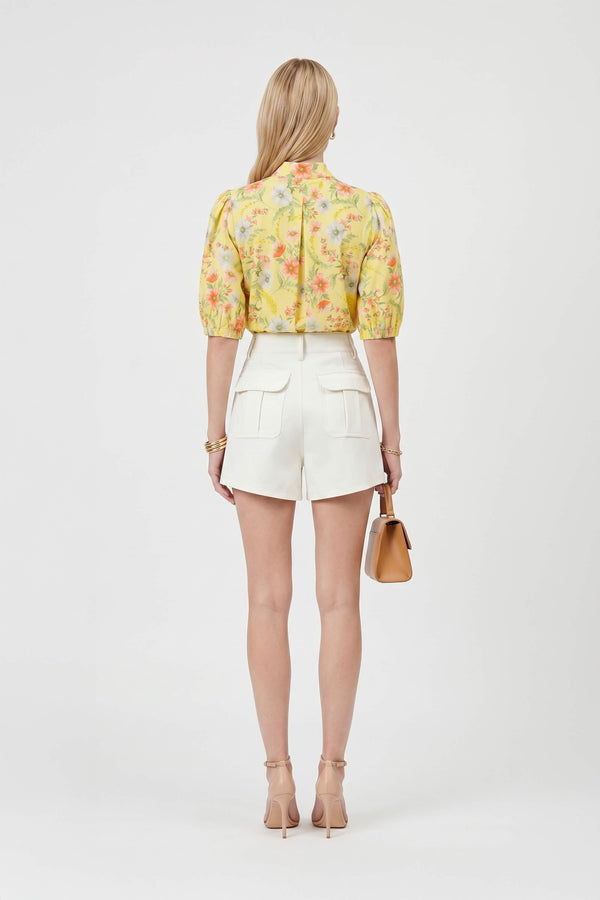 Amira Tie-Neck Puff-Sleeve Blusa 752995 - Reina Diaz