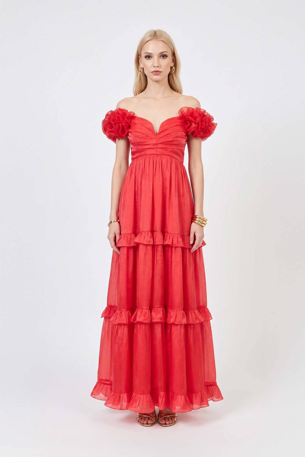 *Ana Floral Maxi Vestido 525712 ROJ - Reina Diaz