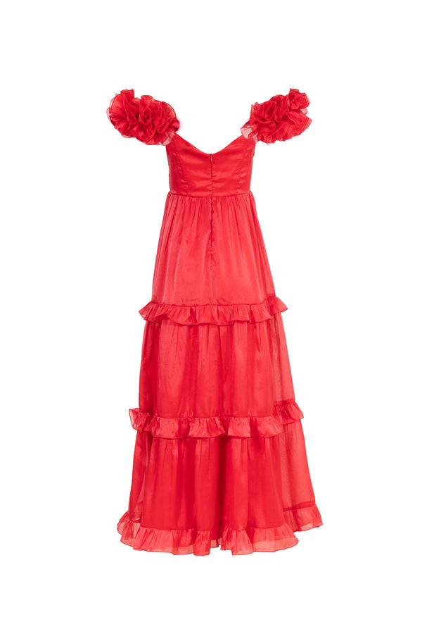 *Ana Floral Maxi Vestido 525712 ROJ - Reina Diaz
