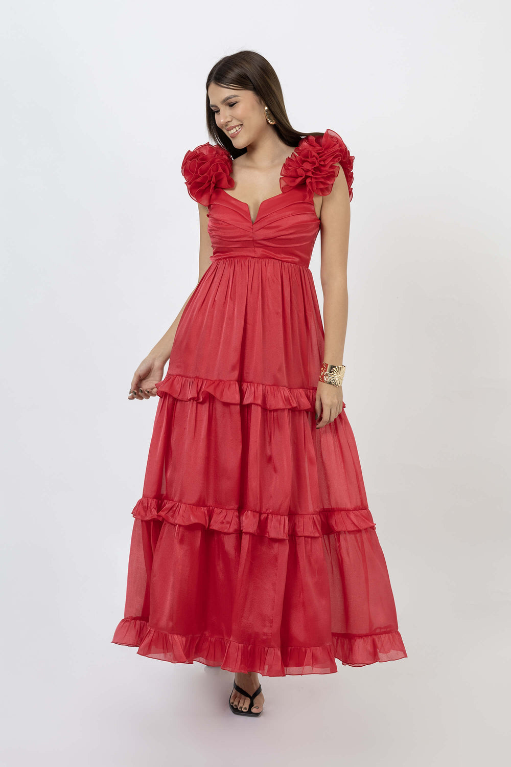 *Ana Floral Maxi Vestido 525712 ROJ - Reina Diaz