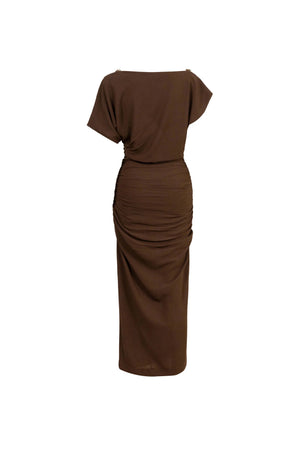 Anahi Draped Midi Vestido - Reina Diaz
