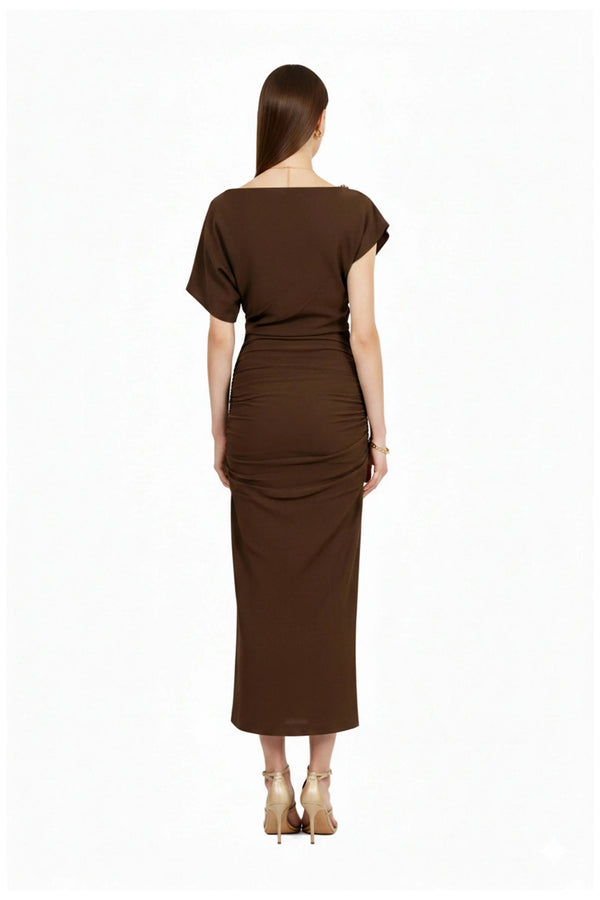 Anahi Draped Midi Vestido - Reina Diaz