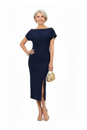 Anahi Draped Midi Vestido - Reina Diaz