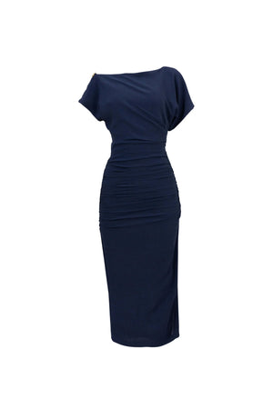 Anahi Draped Midi Vestido - Reina Diaz
