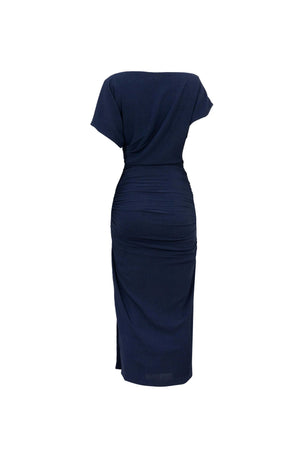 Anahi Draped Midi Vestido - Reina Diaz