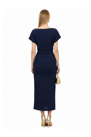 Anahi Draped Midi Vestido - Reina Diaz