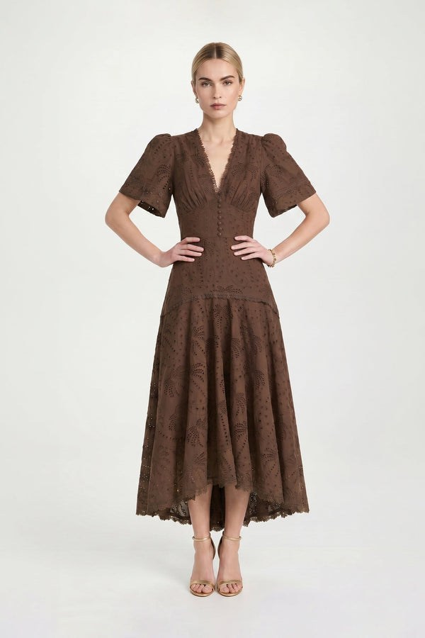 Andalucía Troquelado  Midi Dress - Reina Diaz