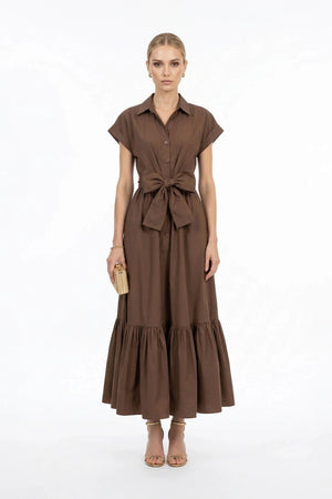 Ariana Peplum Flounce Maxi Vestido - Reina Diaz