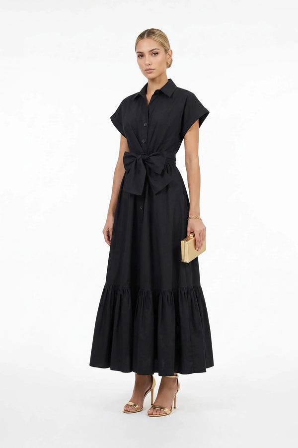 Ariana Peplum Flounce Maxi Vestido - Reina Diaz