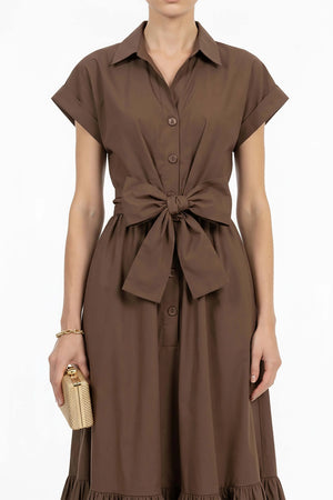 Ariana Peplum Flounce Maxi Vestido - Reina Diaz
