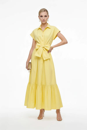 Ariana Peplum Flounce Maxi Vestido - Reina Diaz