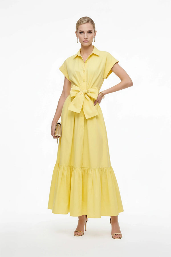 Ariana Peplum Flounce Maxi Vestido - Reina Diaz