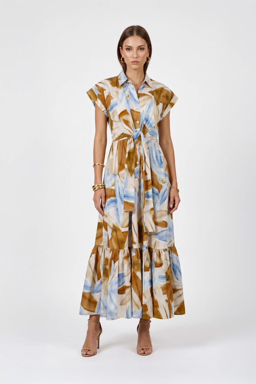 Ariana Peplum Flounce Maxi Vestido 723138 - Reina Diaz