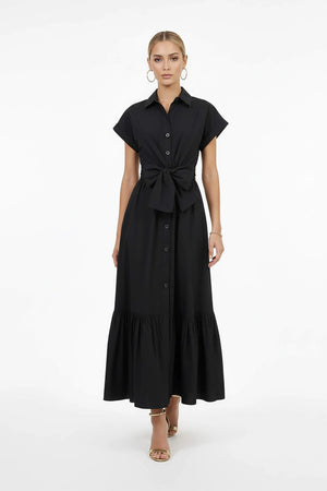 Ariana Peplum Flounce Maxi Vestido - Reina Diaz