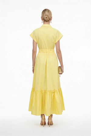 Ariana Peplum Flounce Maxi Vestido - Reina Diaz