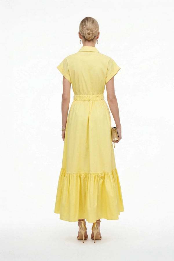 Ariana Peplum Flounce Maxi Vestido - Reina Diaz