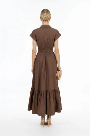 Ariana Peplum Flounce Maxi Vestido - Reina Diaz